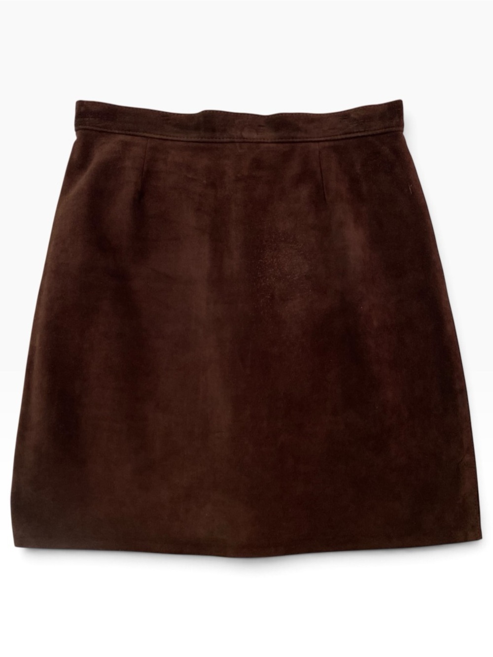 Vintage Rebelle Paris Vintage Genuine Suede Brown Leather Mini Skirt 90s Size 40